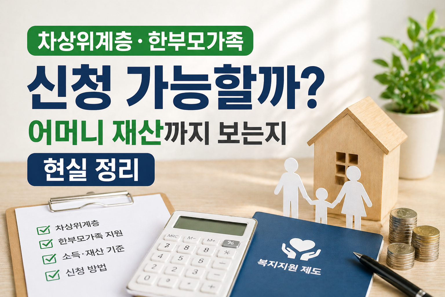 차상위계층&middot;한부모가족 신청 가능할까? 어머니 재산까지 보는지 현실 정리