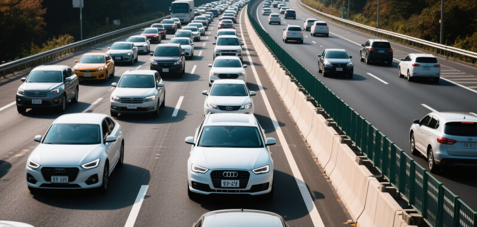 추석 연휴 귀경길 고속도로 정체 모습