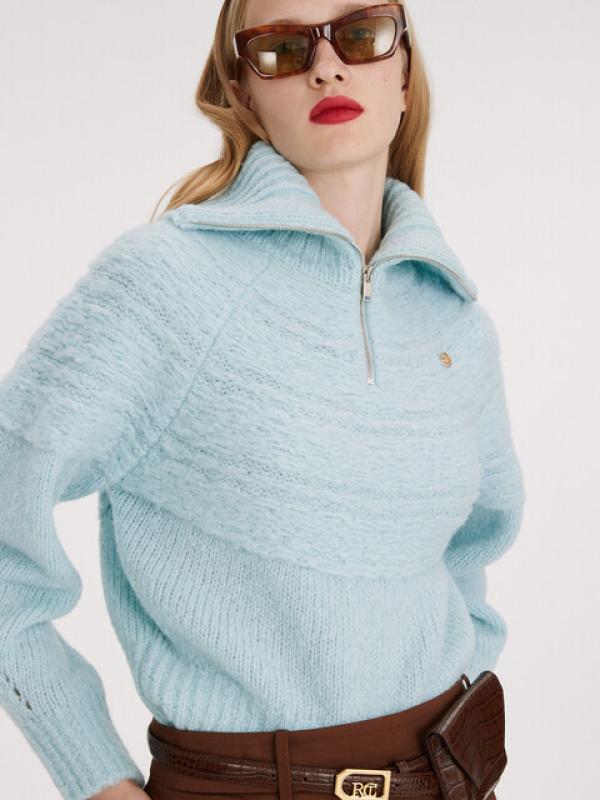 렉토 RECTO GOYA VIRGIN WOOL JACQUARD ZIP COLLAR KNIT BABY 니트