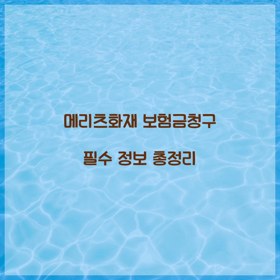 메리츠화재 보험금청구