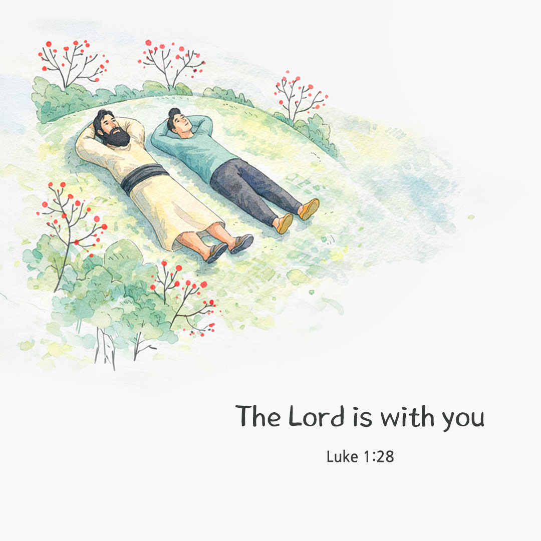 Today's Bible verse card Luke 1:28 scripture image