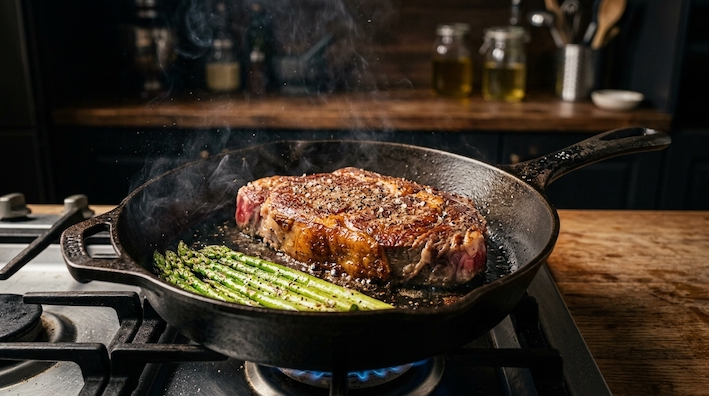skillet beef strip loin steak