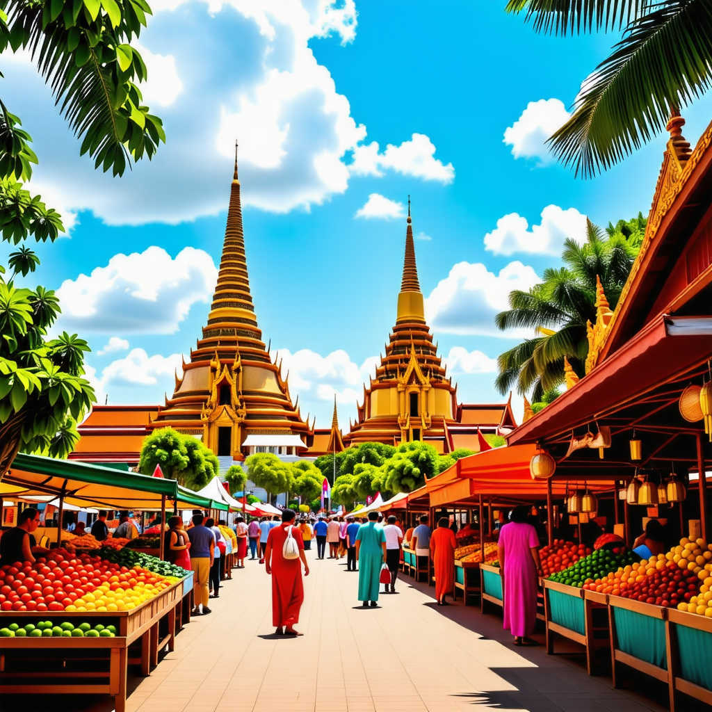 태국 사원이 보이는 거리