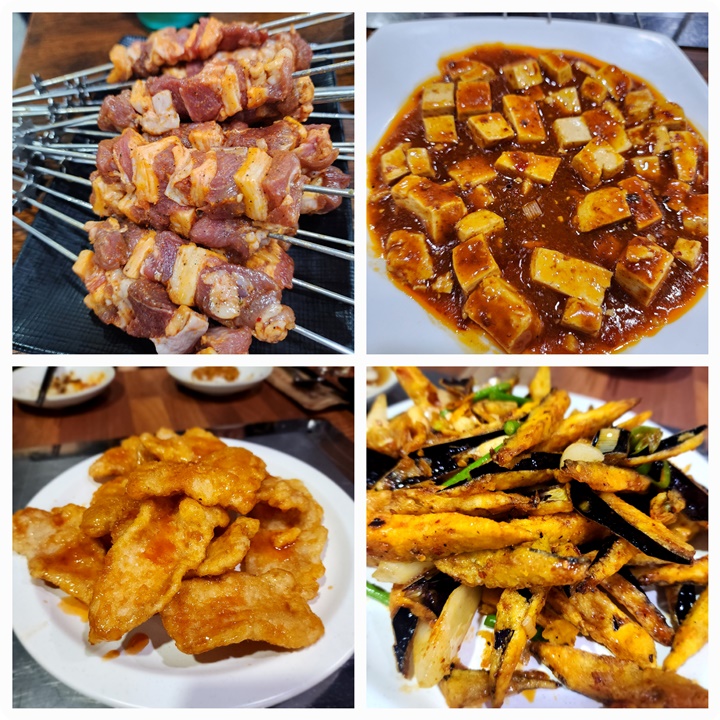 여러 음식들이 있는 콜라쥬