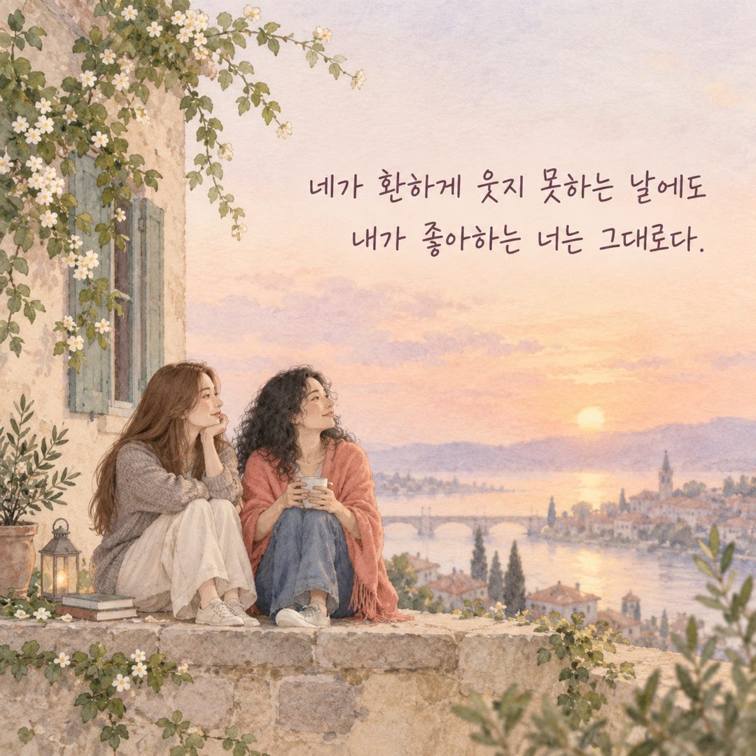 네가 환하게 웃지 못하는 날에도 내가 좋아하는 너는 그대로다.