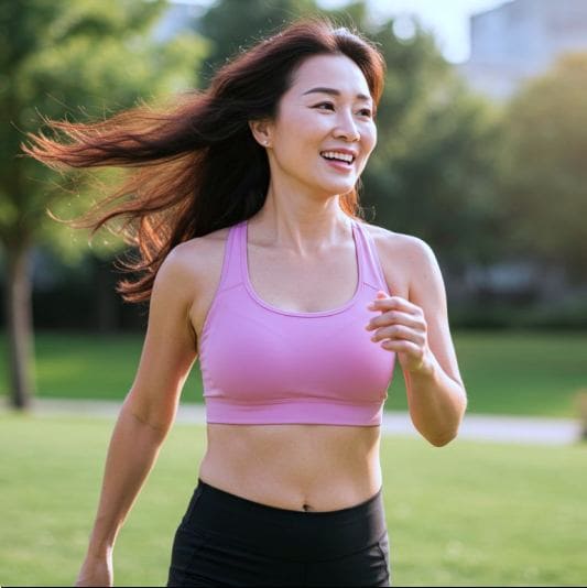 삽주 뿌리 효능 활력 면역력 강화, 건강하고 활기찬 중년 여성 사진