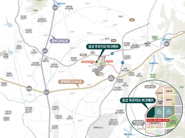 음성 푸르지오 마크베르 입지분석 용 지도