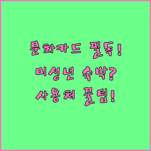 미성년자 숙박 제한 포함 문화누리카드..