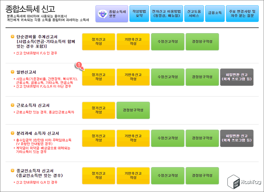 종합소득세 일반신고서