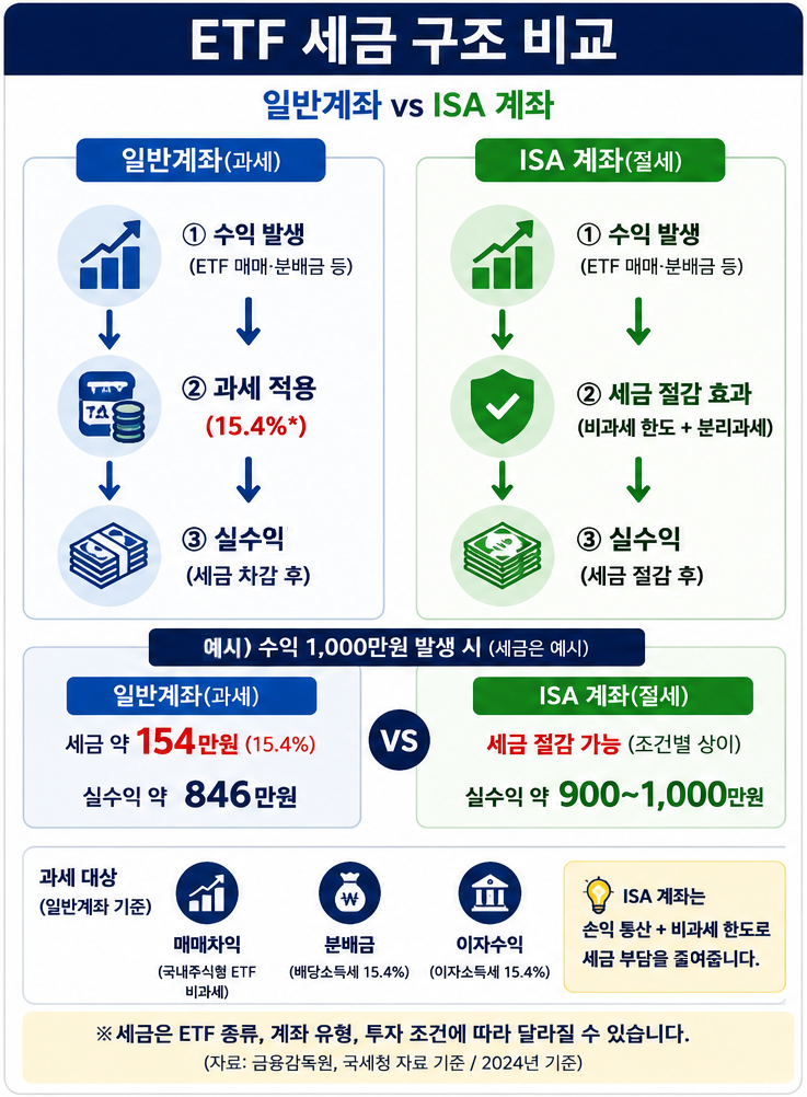 ETF 세금 구조 비교, ISA vs 일반계좌 차이
