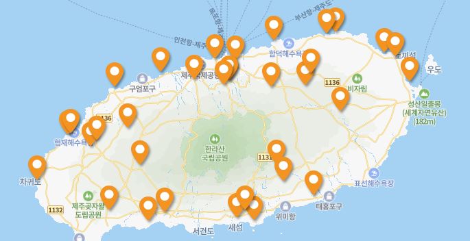 제주여행지도 제주사진명소 제주동부여행코스