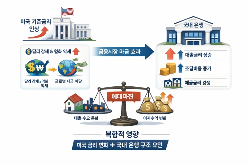 미국 금리와 국내은행 관계 관련 그림