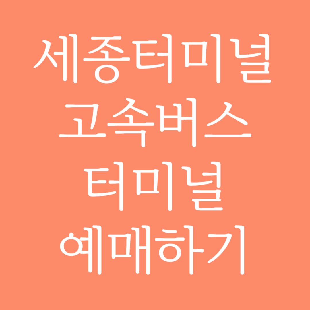 세종터미널 고속버스터미널 시간표 조회 및 예매하기