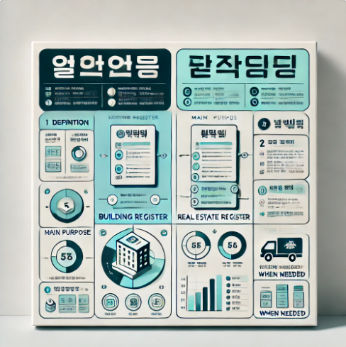 건축물대장과 등기부등본 차이점 비교 이미지