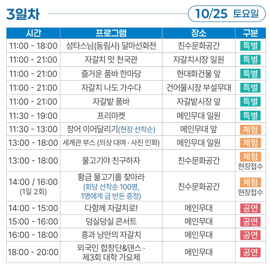 부산 자갈치 축제 3일차 프로그램 일정 이미지