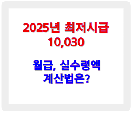2025년 최저시급 10,030원 - 월급, 실수령액 계산법 총정리