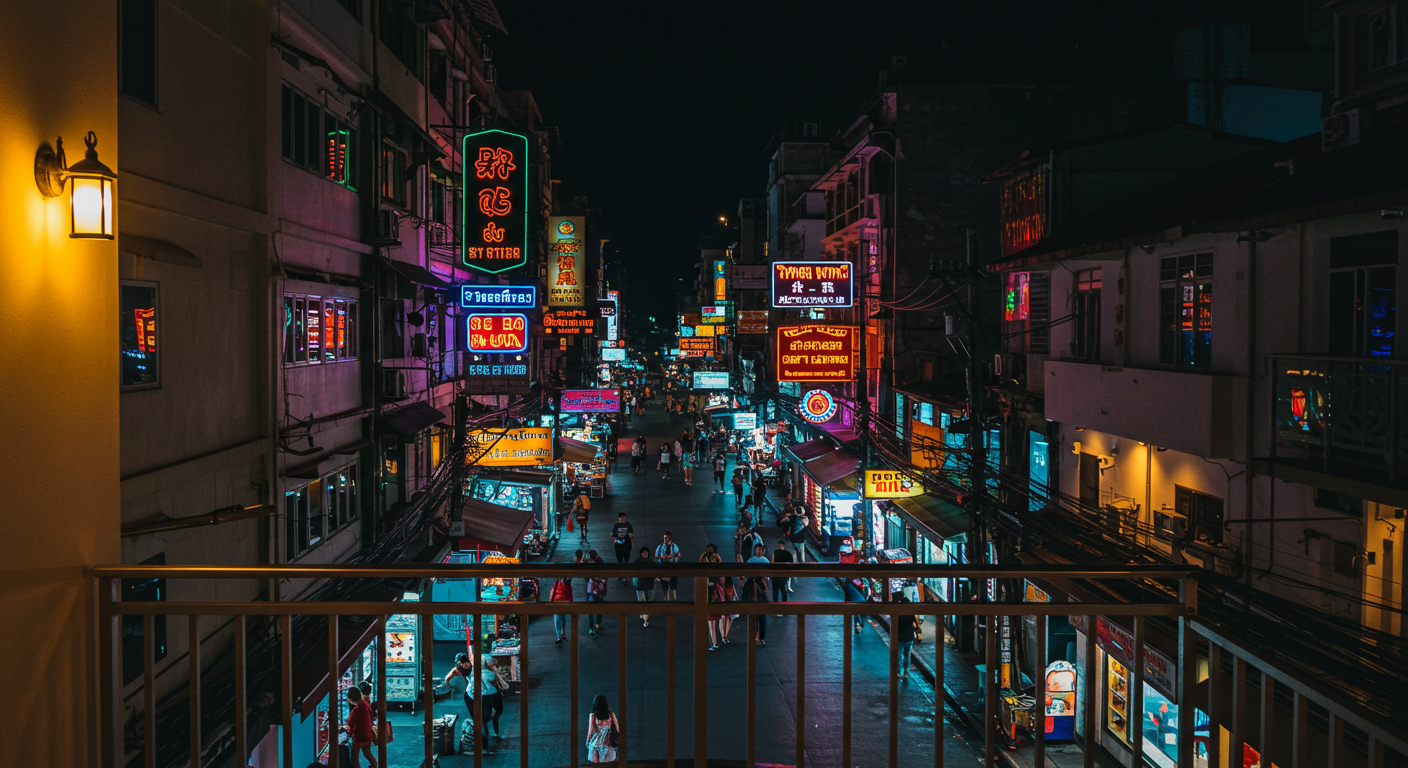 방콕 카오산 로드 숙소 내부 창문