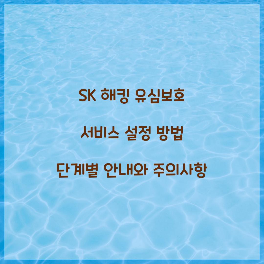 SK 해킹 유심보호 서비스 설정 방법 단계별 안내