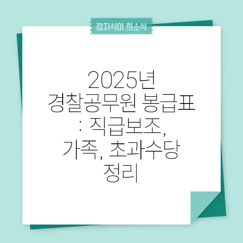 2025년 경찰공무원 봉급표 : 직급보조, 가족, 초과수당 정리