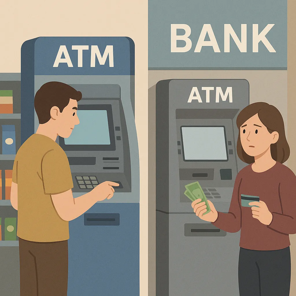 편의점-ATM과-은행-ATM을-비교하여-출금-환경과-이용자-경험의-차이를-표현한-이미지