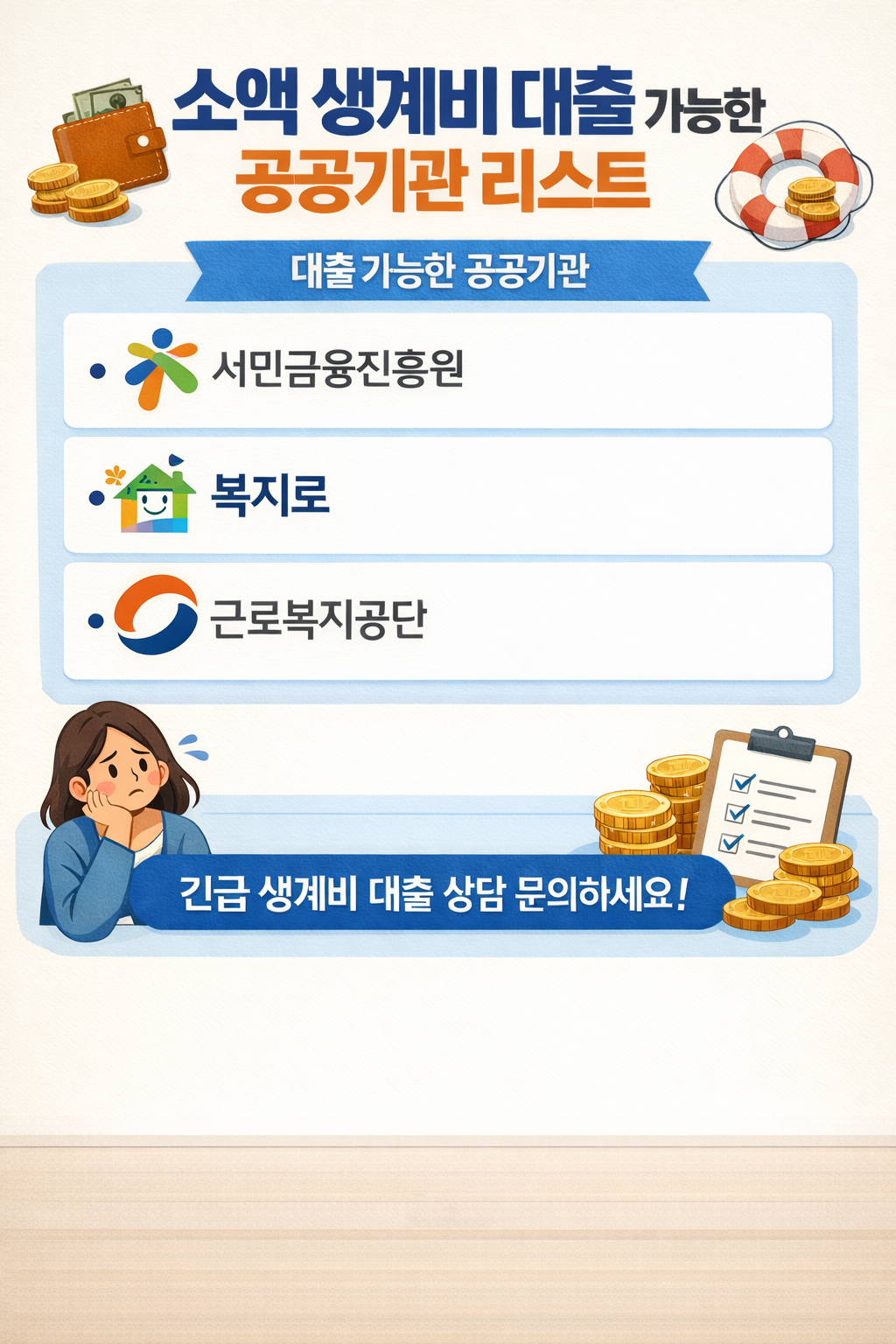 소액 생계비 대출 가능한 공공기관 리스트