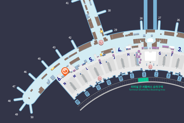 인천공항-제1여객터미널-한진-택배-위치-N카운터
