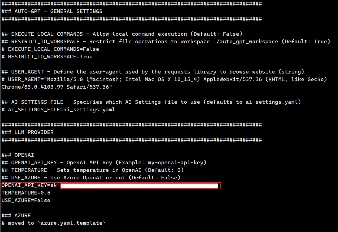.env.template 파일을 열고 옵션들을 수정합니다.