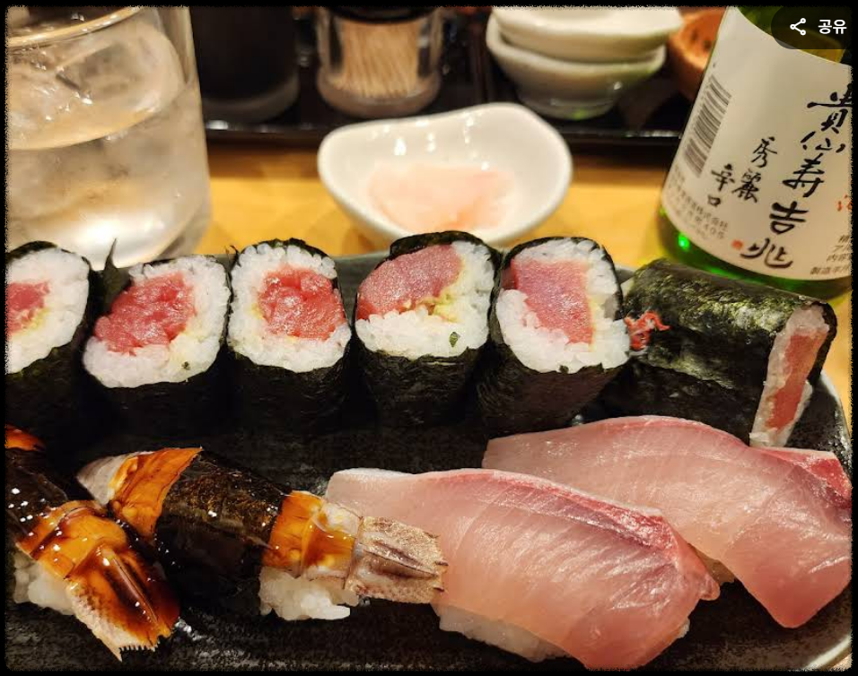 오사카의 우메다 또는 도톤보리 스시 맛집 스시일심3