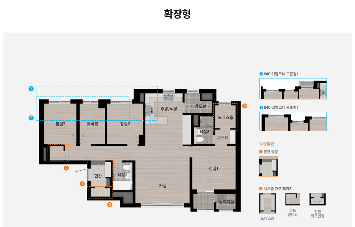 잠실 래미안아이파크 평면도 84m2 C 타입