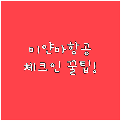 미얀마항공 온라인 체크인 시간과 준비..