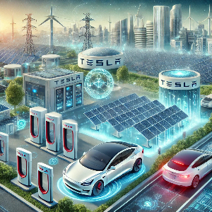 Tesla 의 미래 모습을 추상화 이미지로 표현함