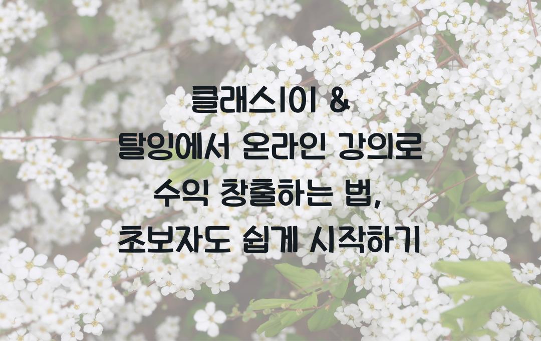 클래스101 & 탈잉에서 온라인 강의로 수익 창출하는 법