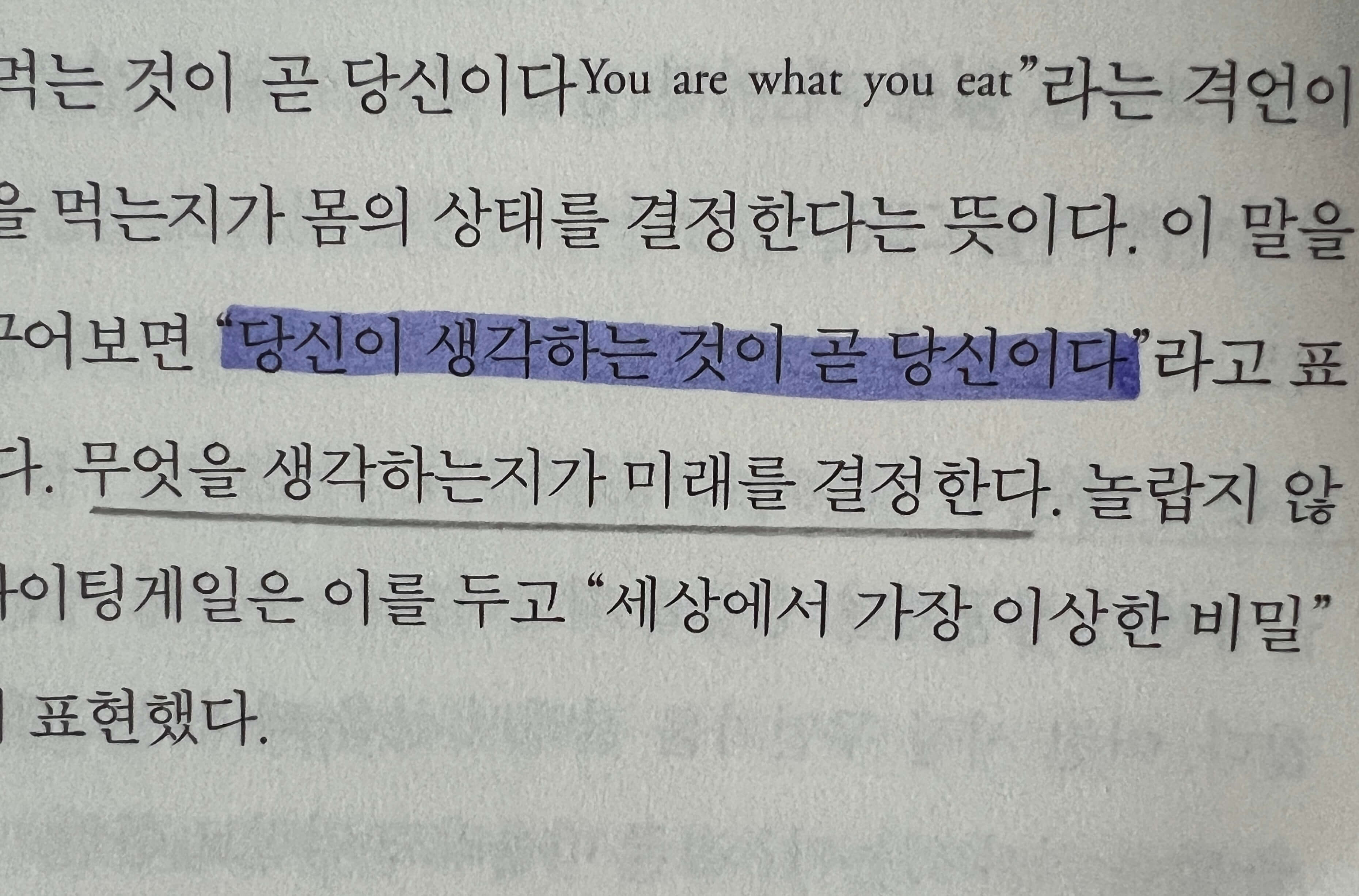 마인드 셋을 위한 생각 바꾸기와 관련된 기억에 남는 구절
