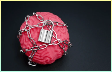 두뇌가 잠긴 듯한 이미지. AI의 한계를 나타내는 이미지