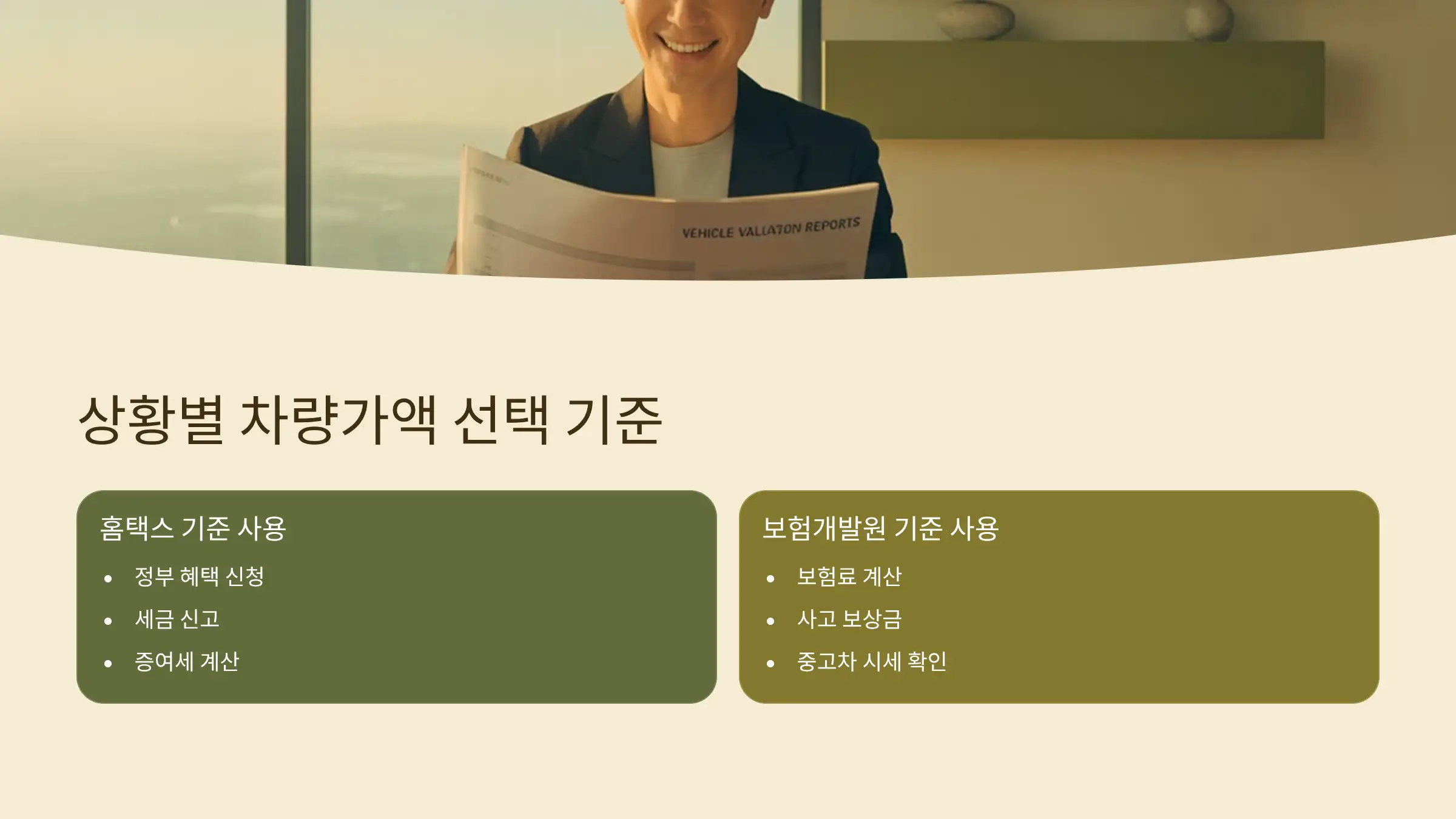 내 상황에 맞는 차량가액 기준을 선택하세요