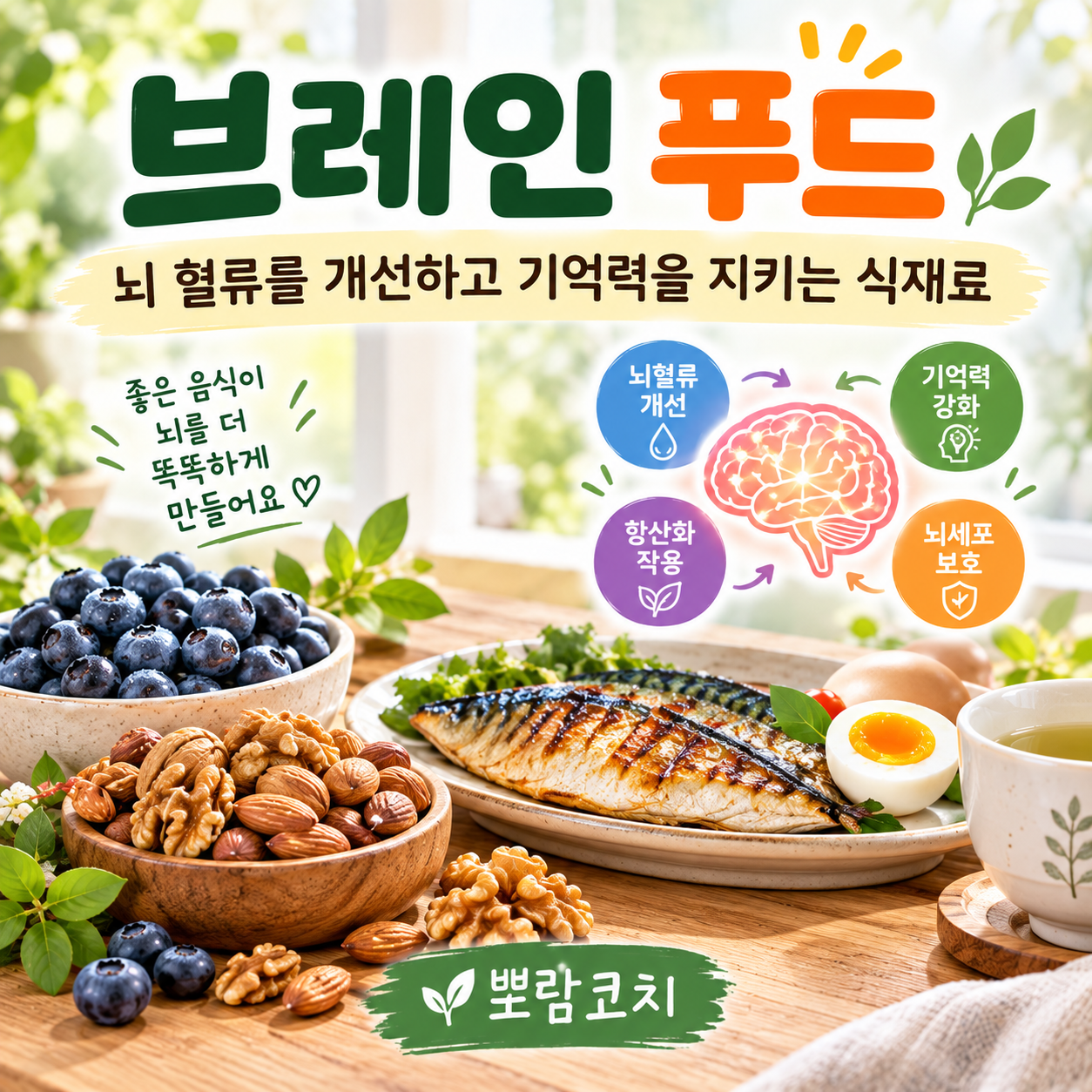 블루베리와 호두, 아몬드가 정갈하게 담긴 뇌 건강 브레인 푸드 간식