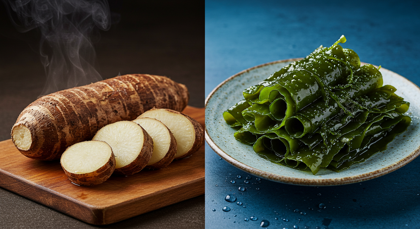 식물성 뮤신의 참마와 미역