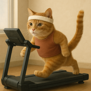 러닝머신을 하고 있는 고양이