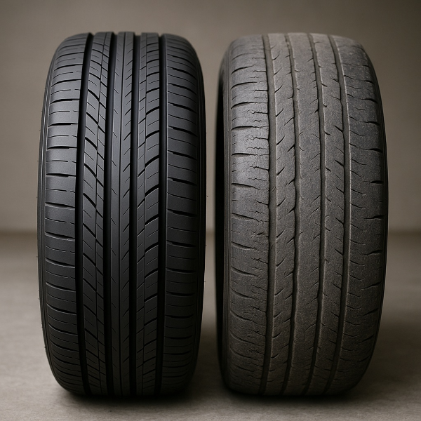 새타이어와 마모된 타이어 비교