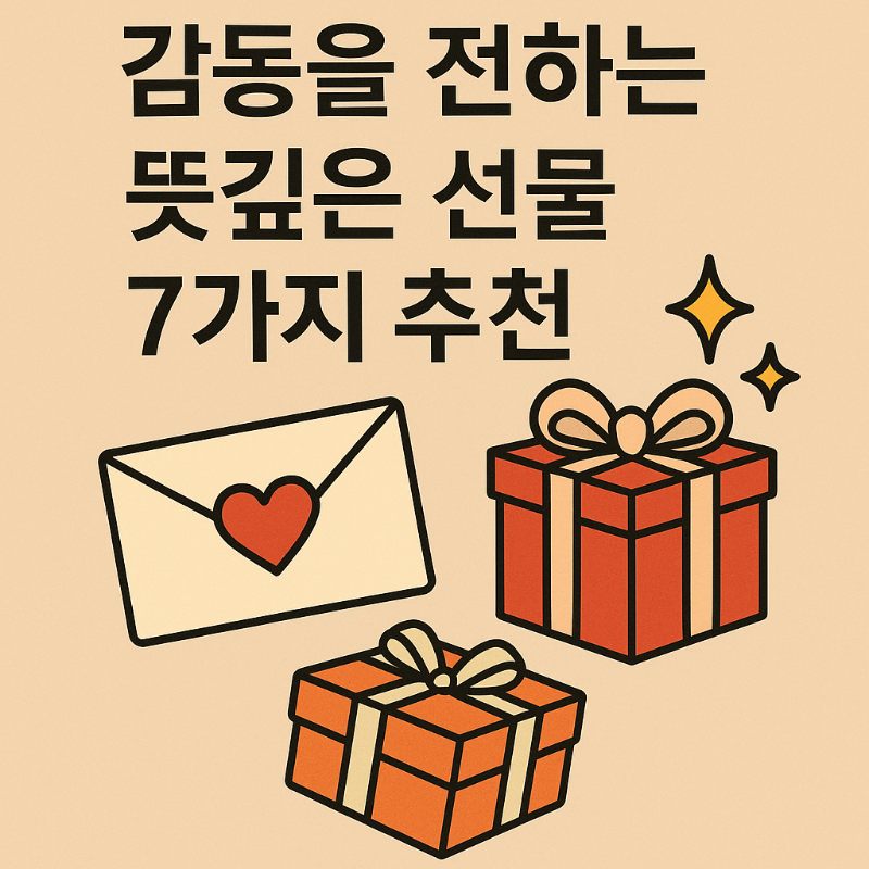 감동을 전하는 뜻깊은 선물 7가지를 소개하는 감성 썸네일 이미지