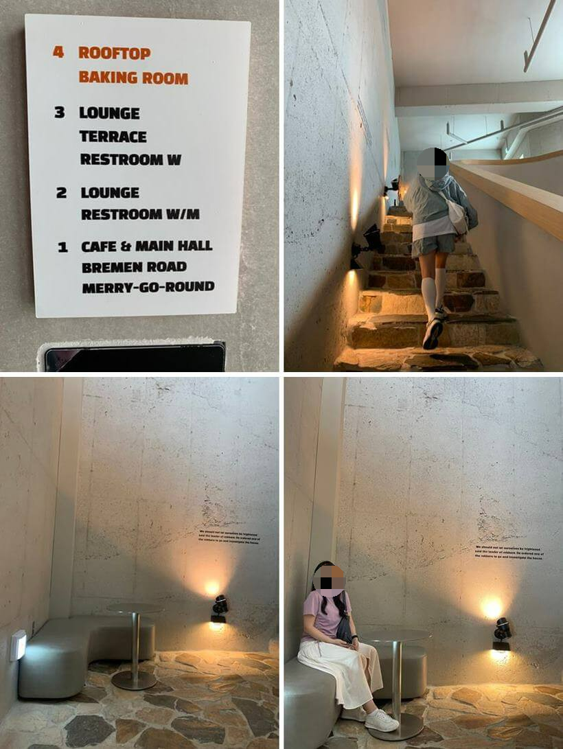 로프탑 올라가는 계단과 포토스팟