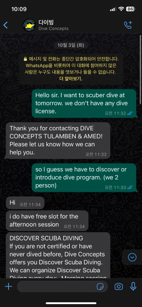 Dive Concepts Whatsapp