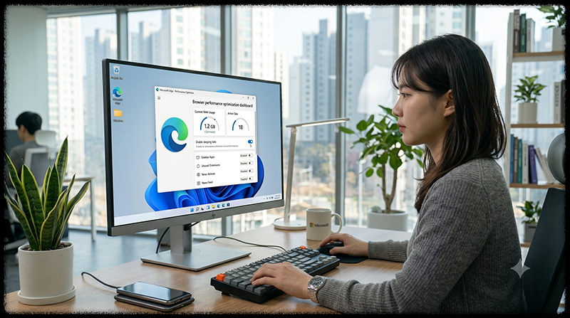 Microsoft Edge 브라우저를 최적화하는 모습