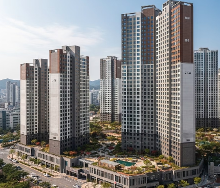 Korean apartment management information system K-apt digital platform interface illustration showing transparency and efficiency