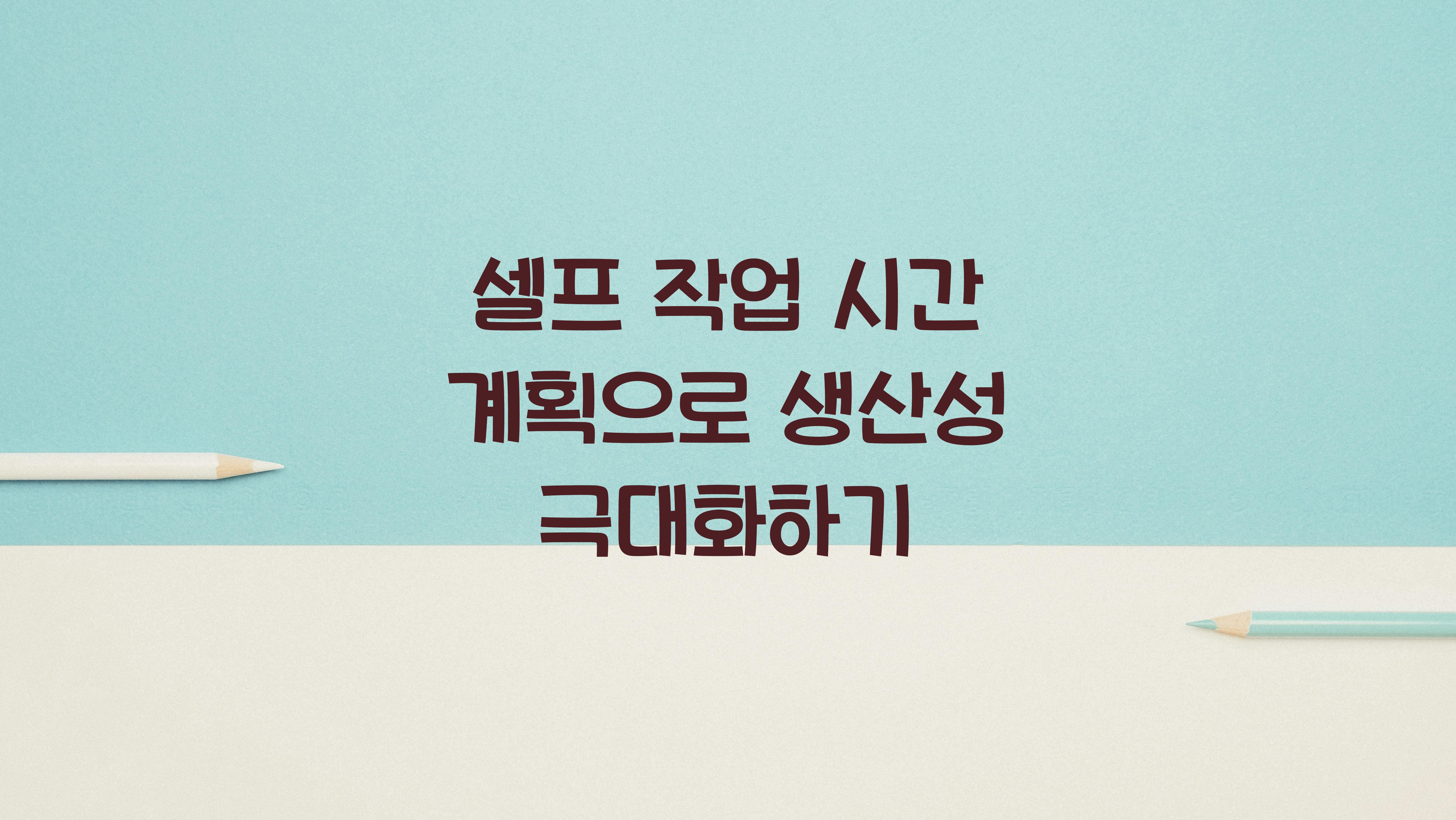 셀프 작업 시간 계획