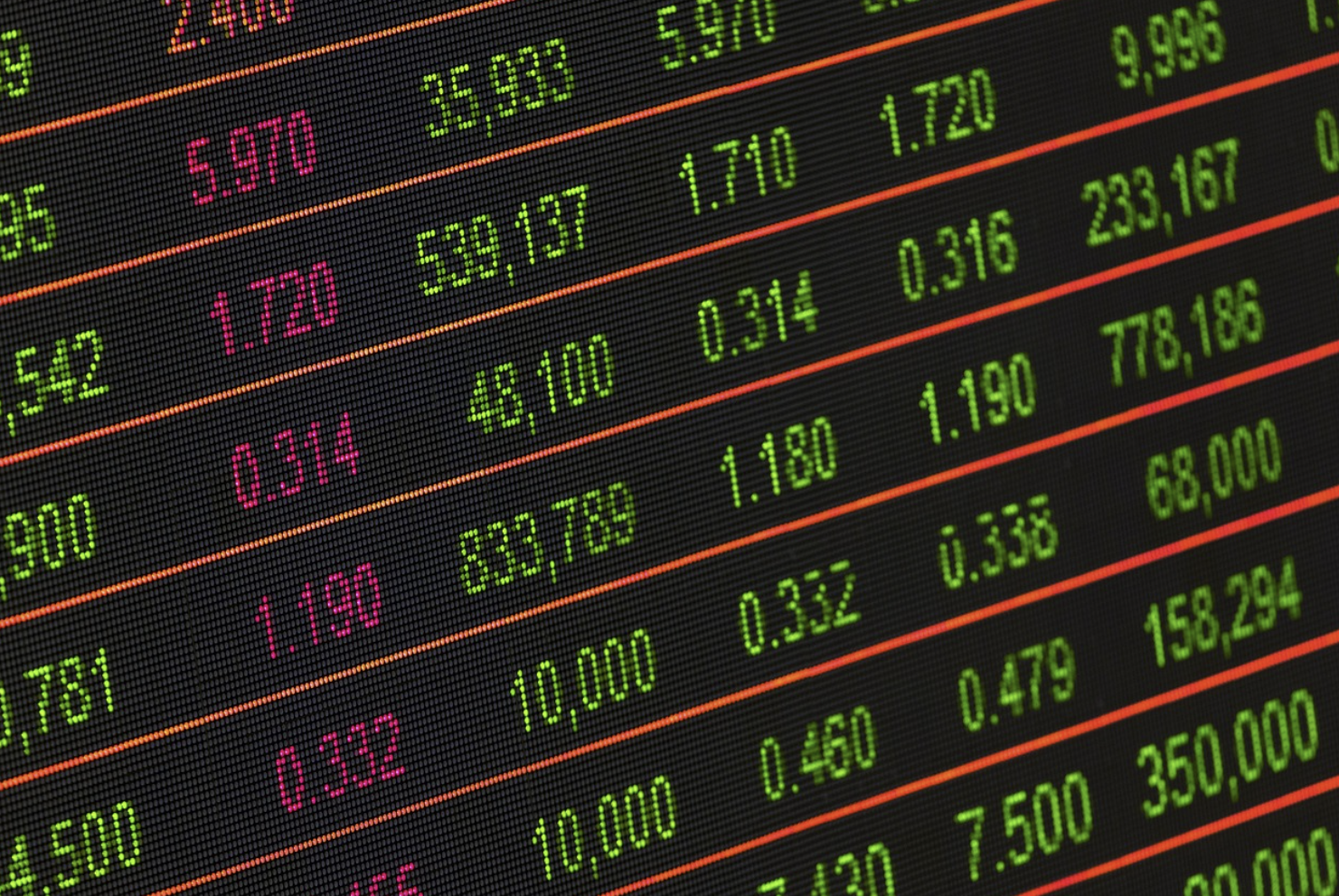 클로즈 업 된 주식 판