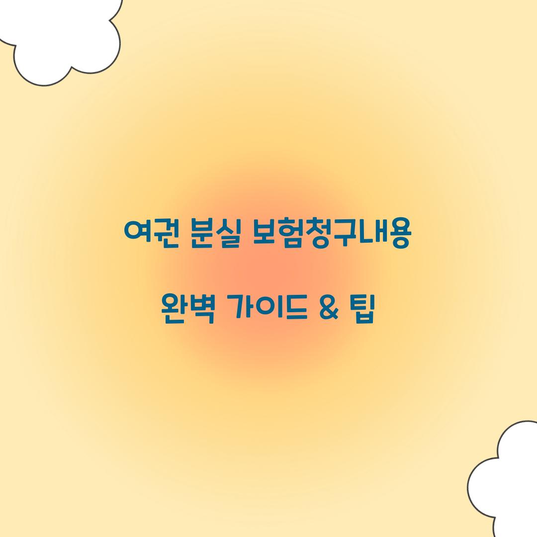 여권 분실 보험청구내용