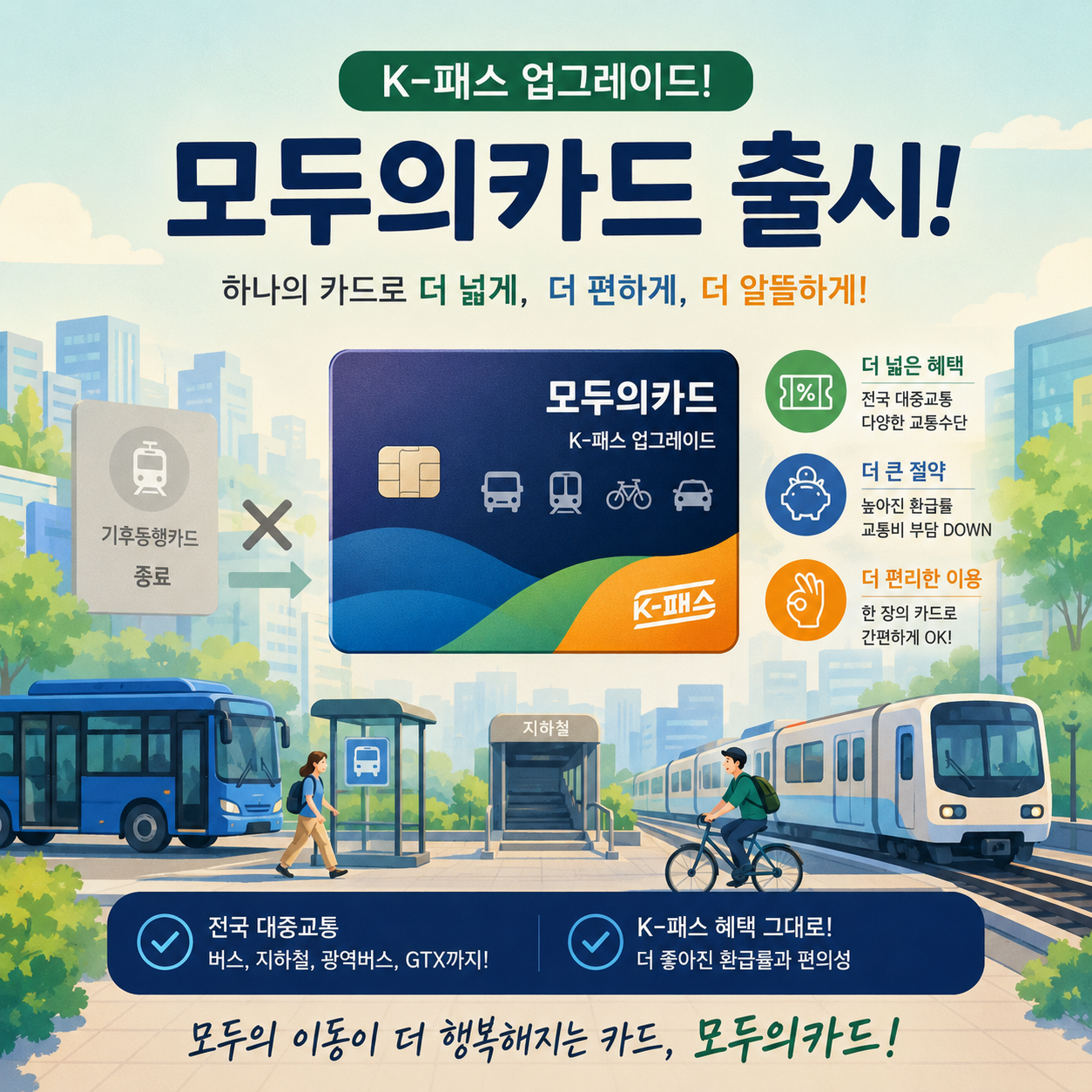 기후동행카드 종료 및 모두의 카드 출시(자동전환, 혜택비교, K-패스 통합)
