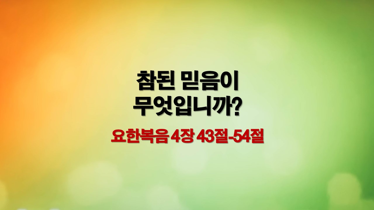 매일성경 본문인 요한복음 4장 43절-54절 참된 믿음이 무엇입니까 새벽예배설교