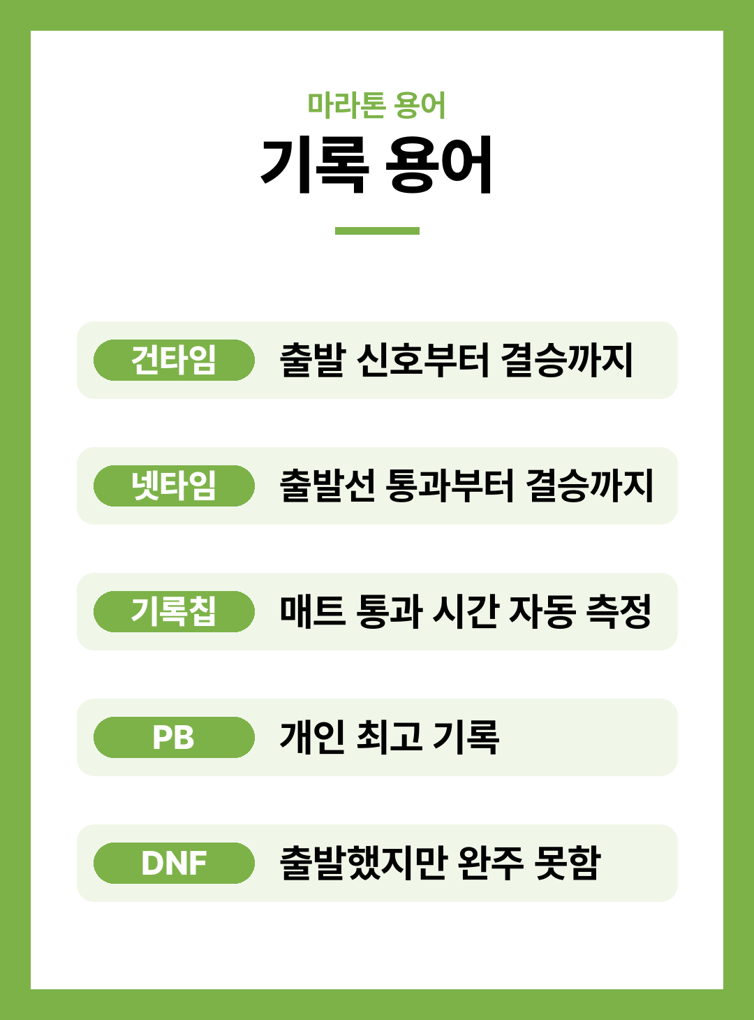 마라톤 용어 풀코스 하프 거리 넷타임 건타임 서브3 페이스메이커 용어 정리